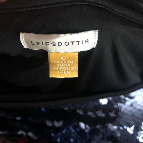 ⭕️ PRICE FIRM Anthropologie Leifsdottir Size Large Blue Sequin Top - Picture 6 of 7